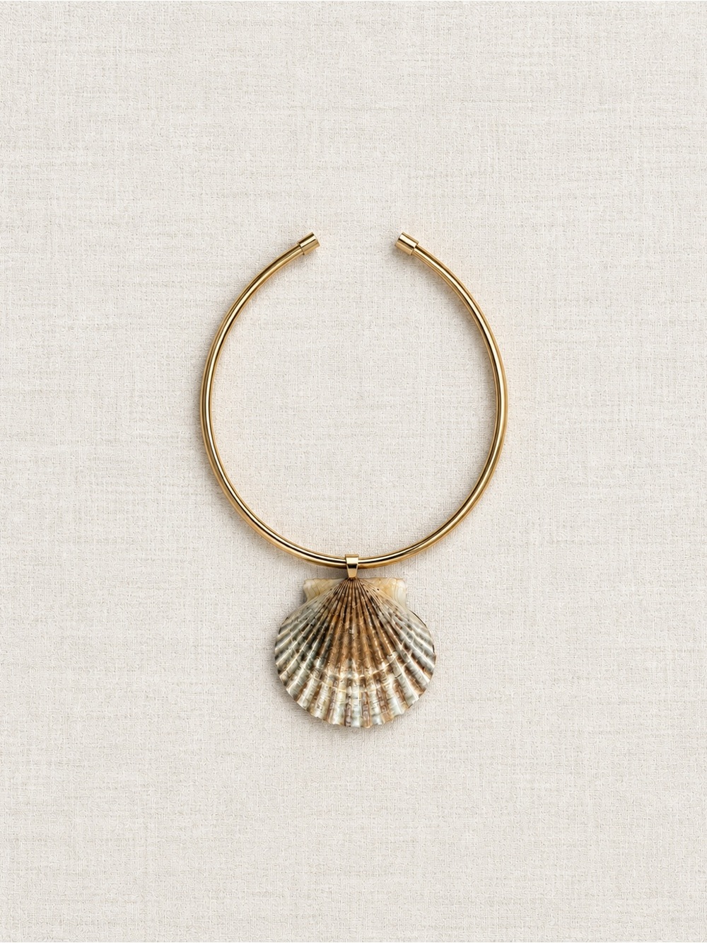 Gold Shell Pendant Collar Necklace